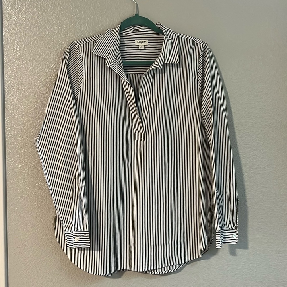 J. Crew Factory Pin Stripe Collared Pullover Shirt